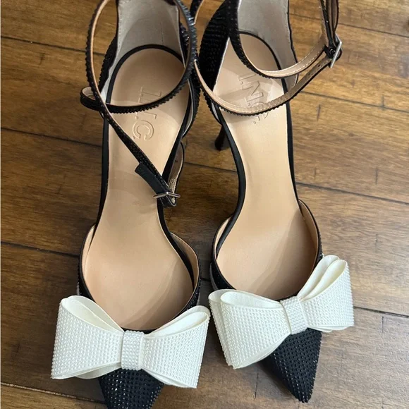 INC International Concepts Black and Cream Heels - Picture 3 of 3